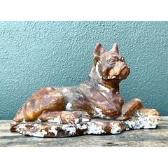 Vintage Distressed Plaster Dog
