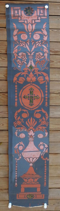 Distressed Renaissance Urnenmotiv Blaues & rosafarbenes Gemälde