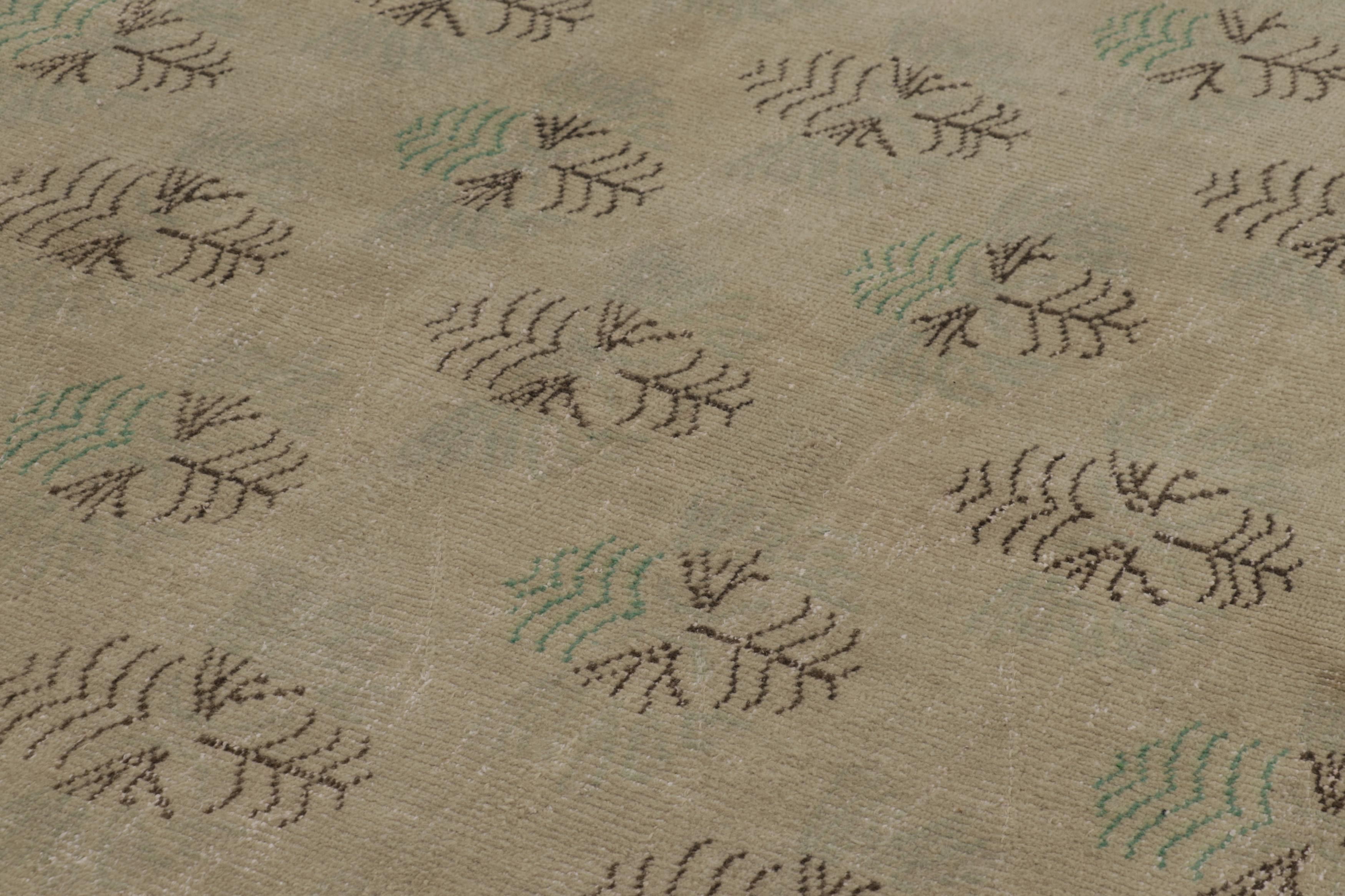 Tribale Tappeto vintage con motivo geometrico beige-marrone e verde - Rug & Kilim in vendita