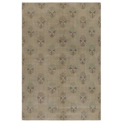 Tappeto vintage con motivo geometrico beige-marrone e verde - Rug & Kilim