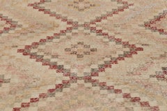 Vintage Distressed Rug, Beige-Rust Geometric Medallion Pattern - Rug & Kilim