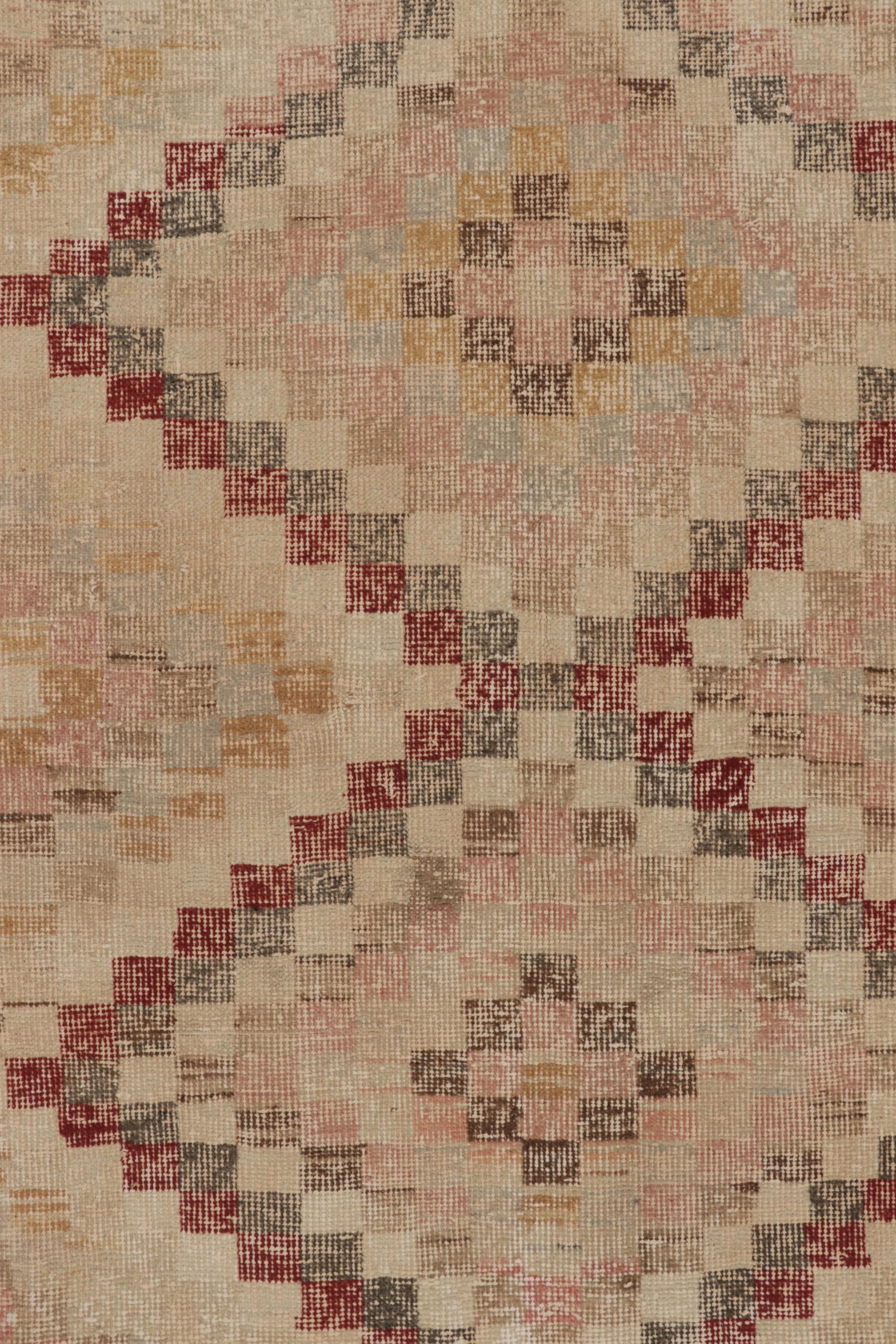 Vintage-Teppich, Beige-Rost Geometrisches Medaillon-Muster - Rug & Kilim (Türkisch) im Angebot