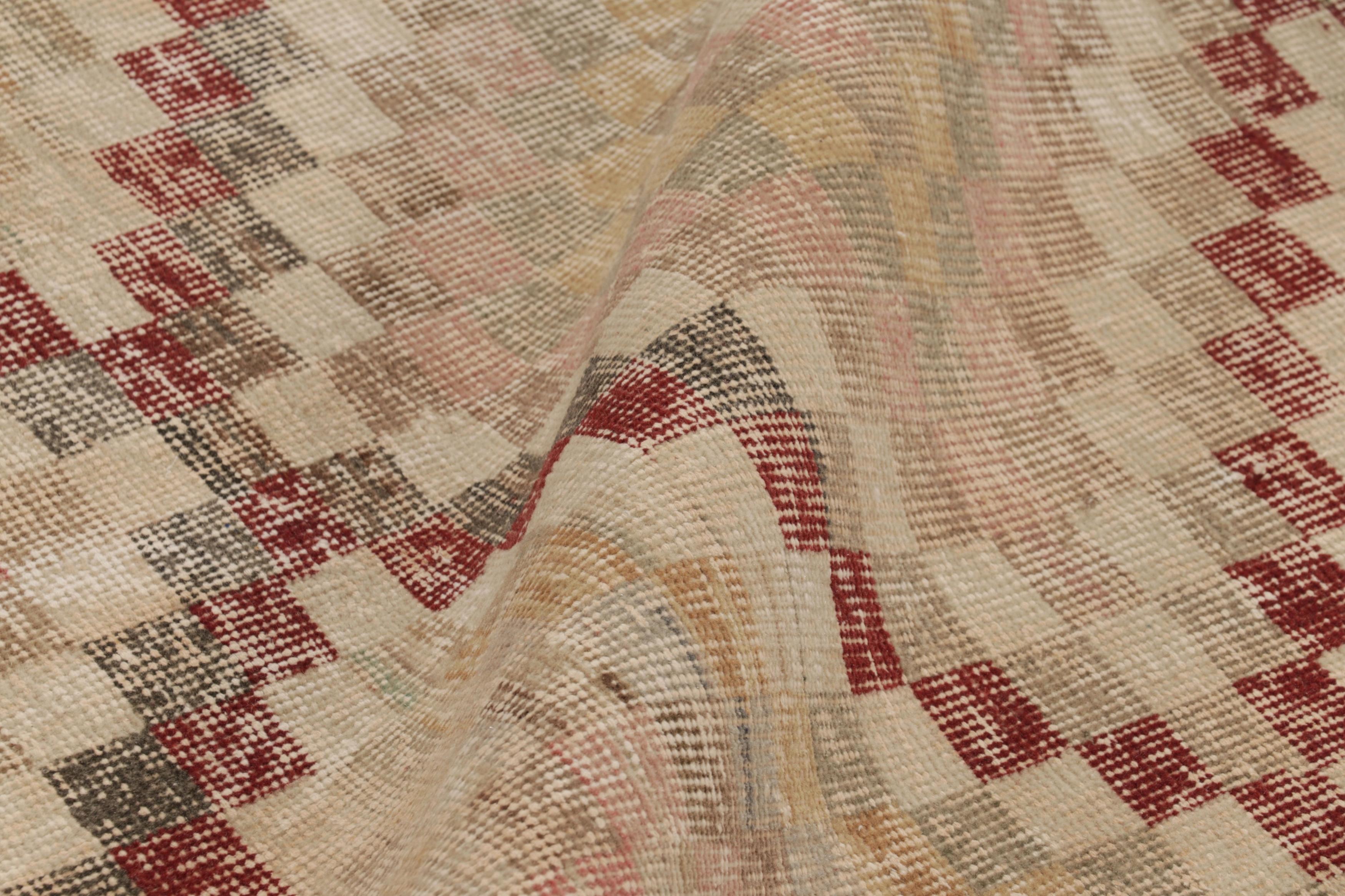 Vintage-Teppich, Beige-Rost Geometrisches Medaillon-Muster - Rug & Kilim (Handgeknüpft) im Angebot