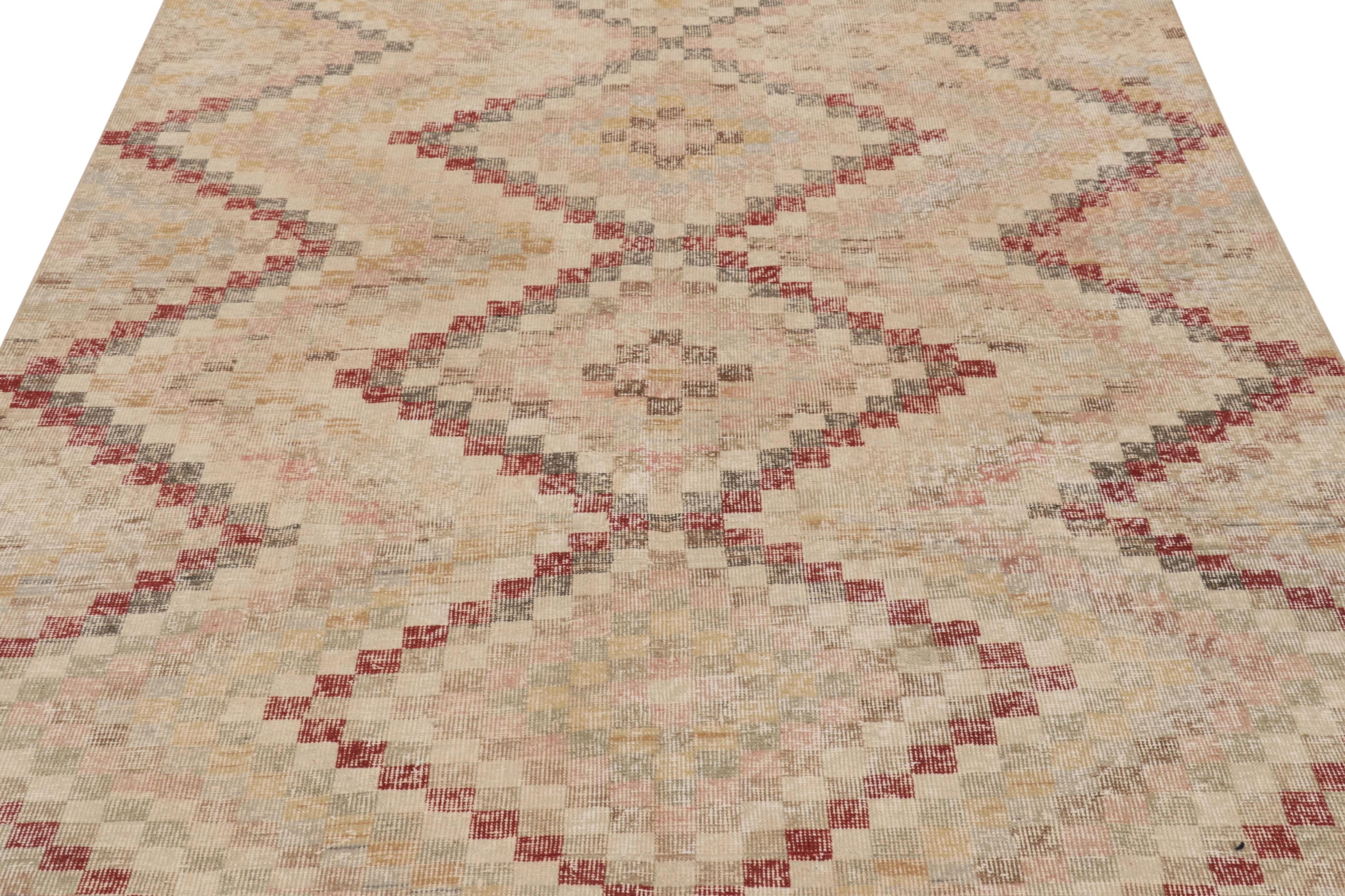 Vintage-Teppich, Beige-Rost Geometrisches Medaillon-Muster - Rug & Kilim (Mitte 17. Jahrhundert) im Angebot