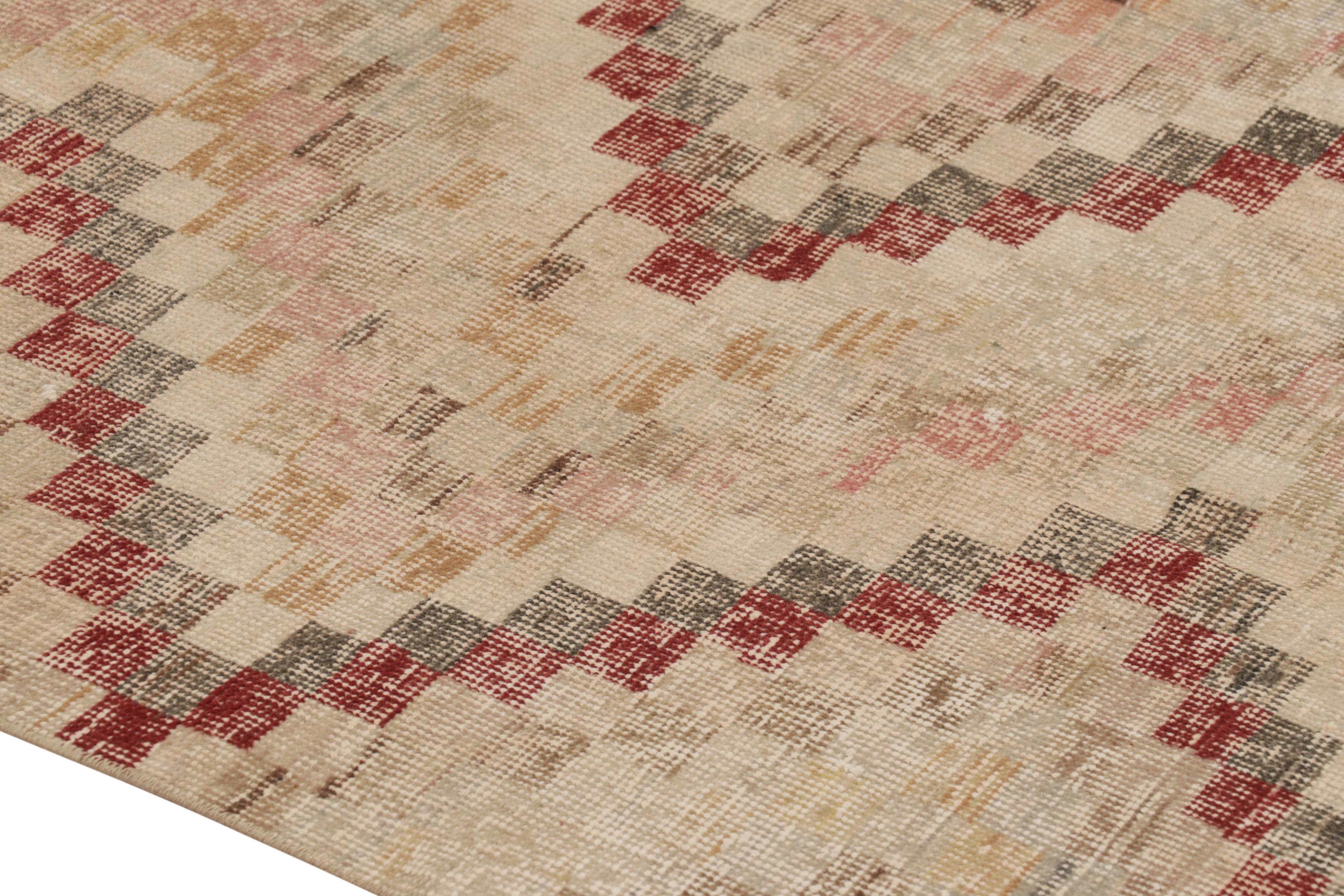 Vintage-Teppich, Beige-Rost Geometrisches Medaillon-Muster - Rug & Kilim (Wolle) im Angebot