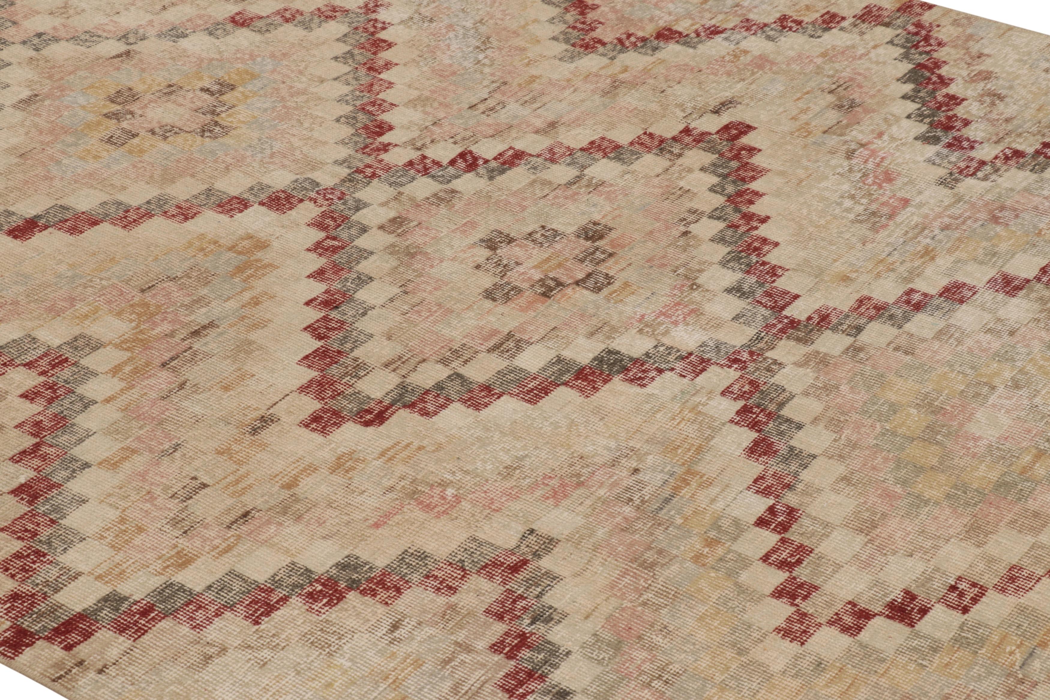Vintage-Teppich, Beige-Rost Geometrisches Medaillon-Muster - Rug & Kilim im Angebot 1
