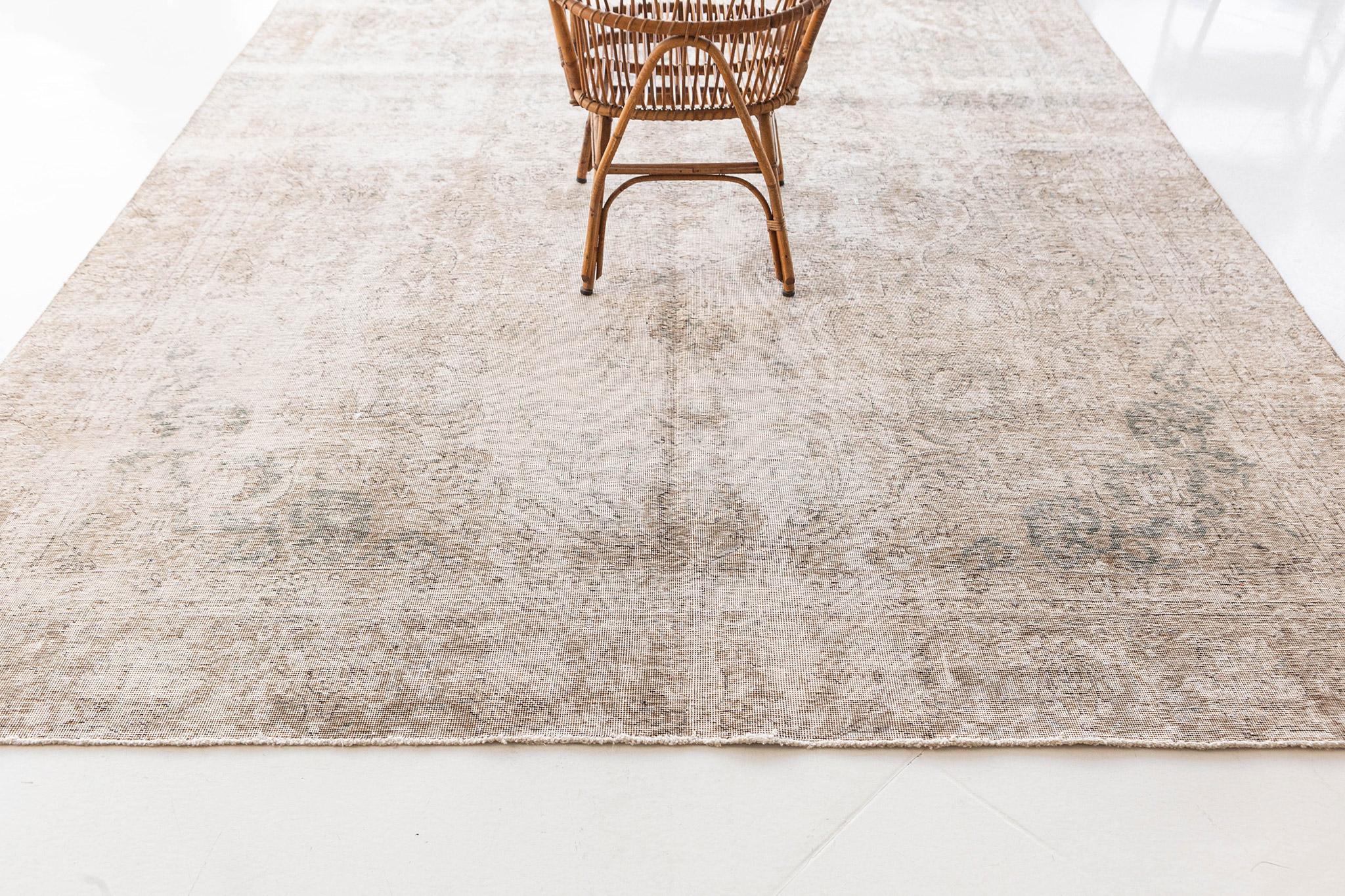 Hand-Knotted Vintage Distressed Rug For Sale