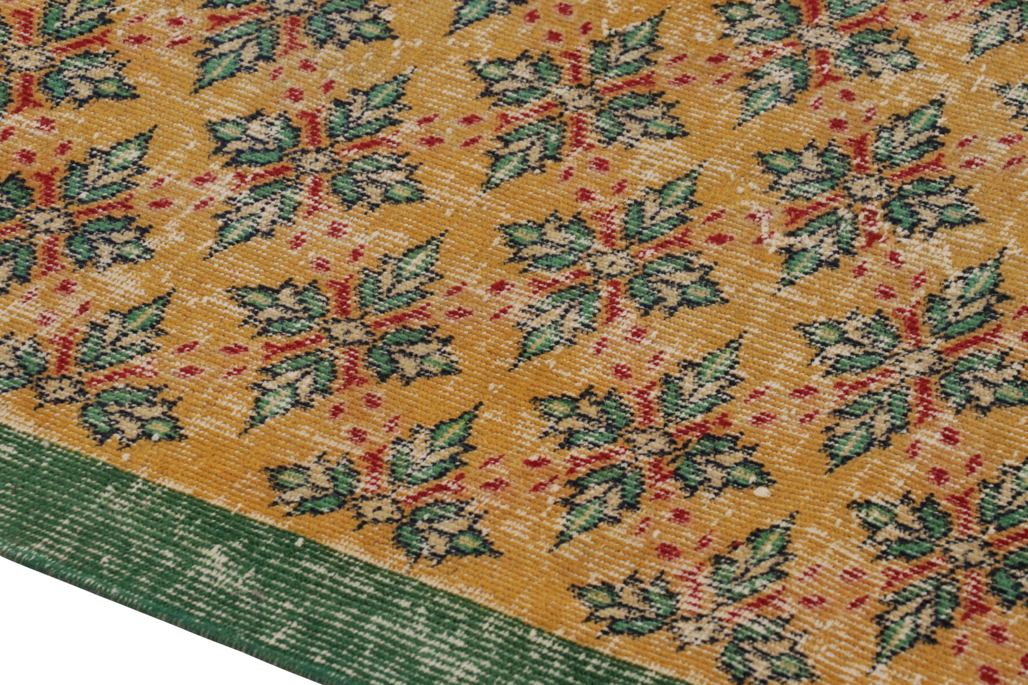 This vintage rug is a 6x10 Turkish distressed piece, made with hand-knotted wool circa mid-20th century. It is an exciting new addition to our collection of distressed Turkish rugs.

On the Design:

Admirers of the craft will especially appreciate