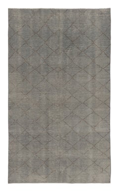 Vintage Distressed Rug, Minimalist Diamond Lattice on gray - Rug 
Kilim