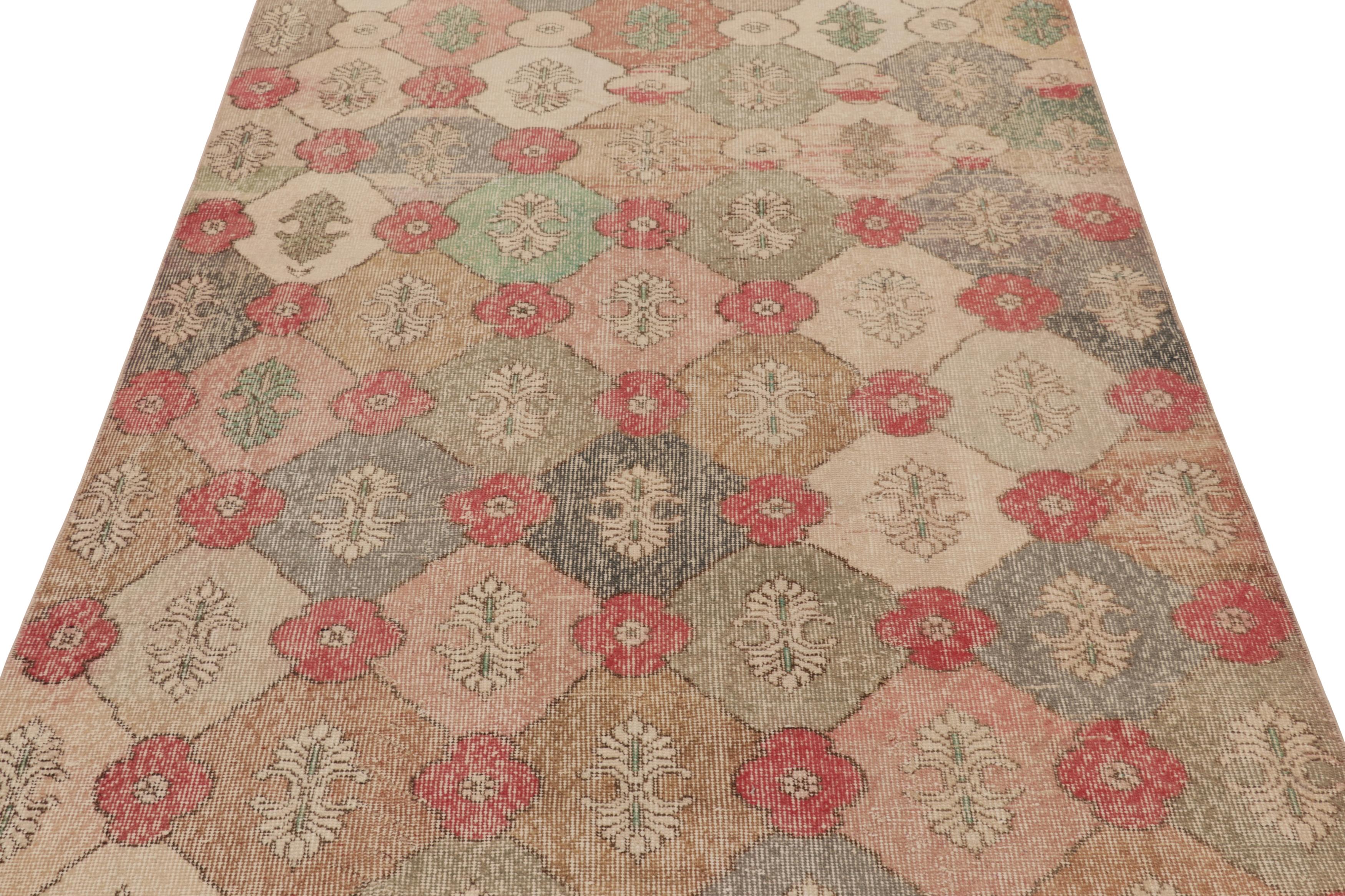 This vintage rug is a 4x9 Turkish distressed piece, made with hand-knotted wool circa mid-20th century. It is an exciting new addition to our collection of distressed Turkish rugs.

On the Design: 

Admirers of the craft will especially appreciate