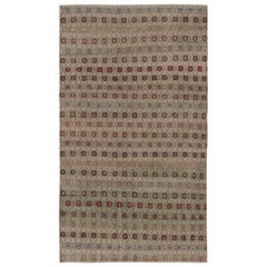 Vintage Distressed Rug, Pale Green with Whimsical Floral Lattice - Rug 
Kilim