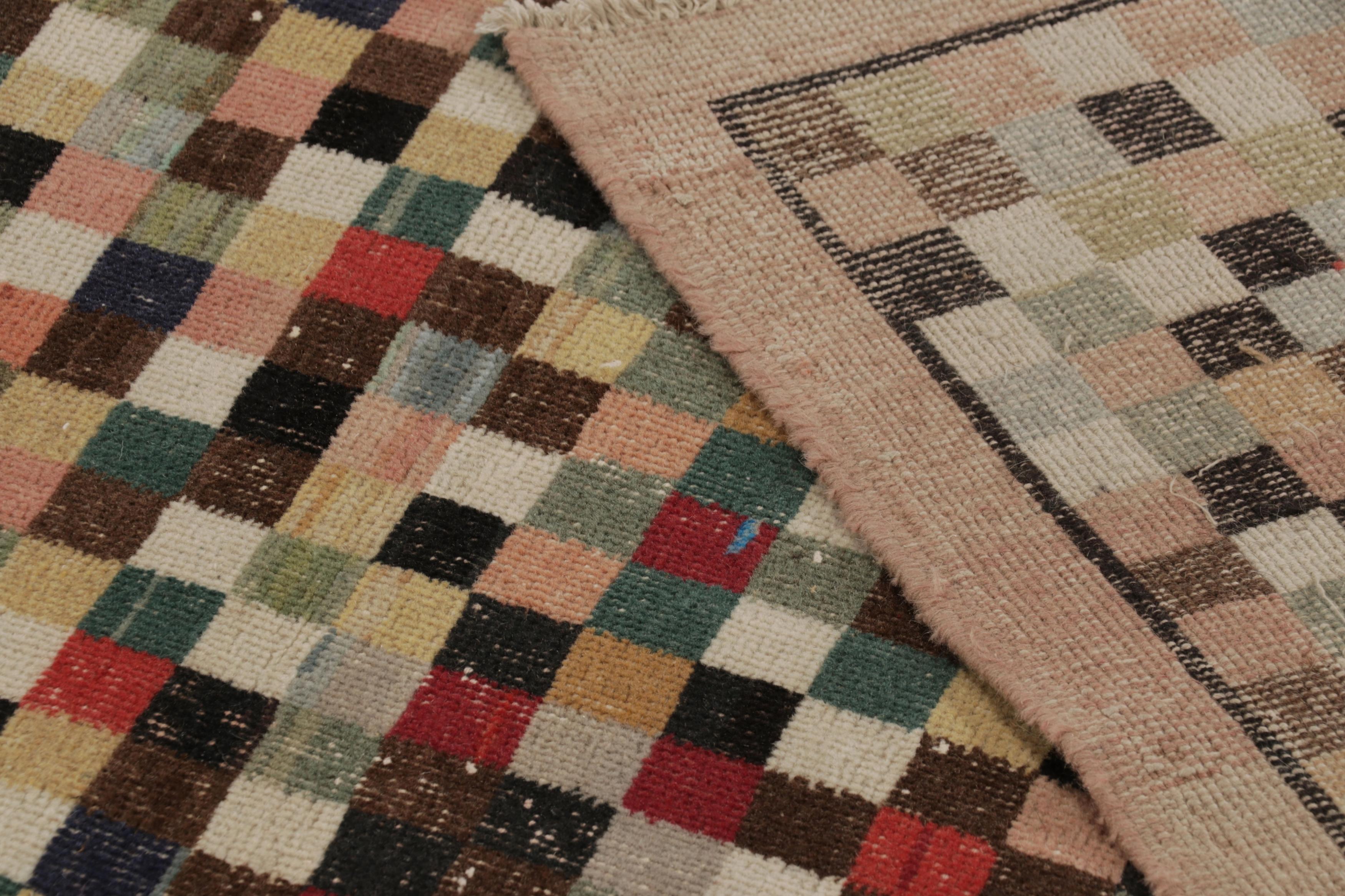 Mid-17th Century Vintage Distressed Rug, Polychromatic Checkered Pattern - Rug & Kilim For Sale
