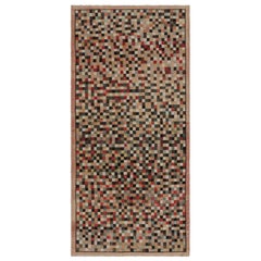 Vintage Distressed Rug, Polychromatic Checkered Pattern - Rug & Kilim