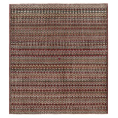 Vintage Distressed Rug, Polychromatic Diamond Geometric Pattern - Rug & Kilim