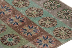 Vintage Distressed Rug, Polychromatic Geometric Floral Motifs - Rug & Kilim