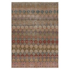 Vintage Distressed Rug, Polychromatic Geometric Floral Motifs - Rug & Kilim