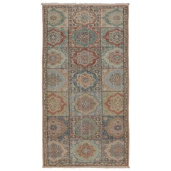 Vintage Distressed Rug, Polychromatic Medallion Patterns - Rug 
Kilim
