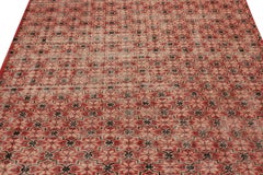 Vintage Distressed Rug, Red and Beige Geometric Pattern – Rug & Kilim