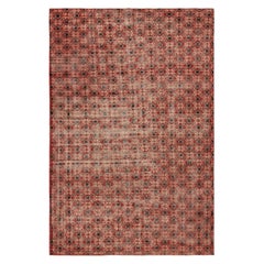 Geometrisches Muster in Rot und Beige - Vintage Distressed Rug - Rug & Kilim