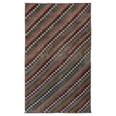 Vintage Distressed Rug with Diamond Mosaic and Geometric Borders - Rug 
Kilim