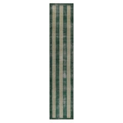 Vintage Distressed Läufer, Beige und Grün Horizontale Streifen - Rug & Kilim
