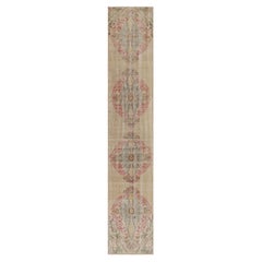 Vintage Distressed Läufer, Beige und Rosa Medaillon-Muster - Rug & Kilim