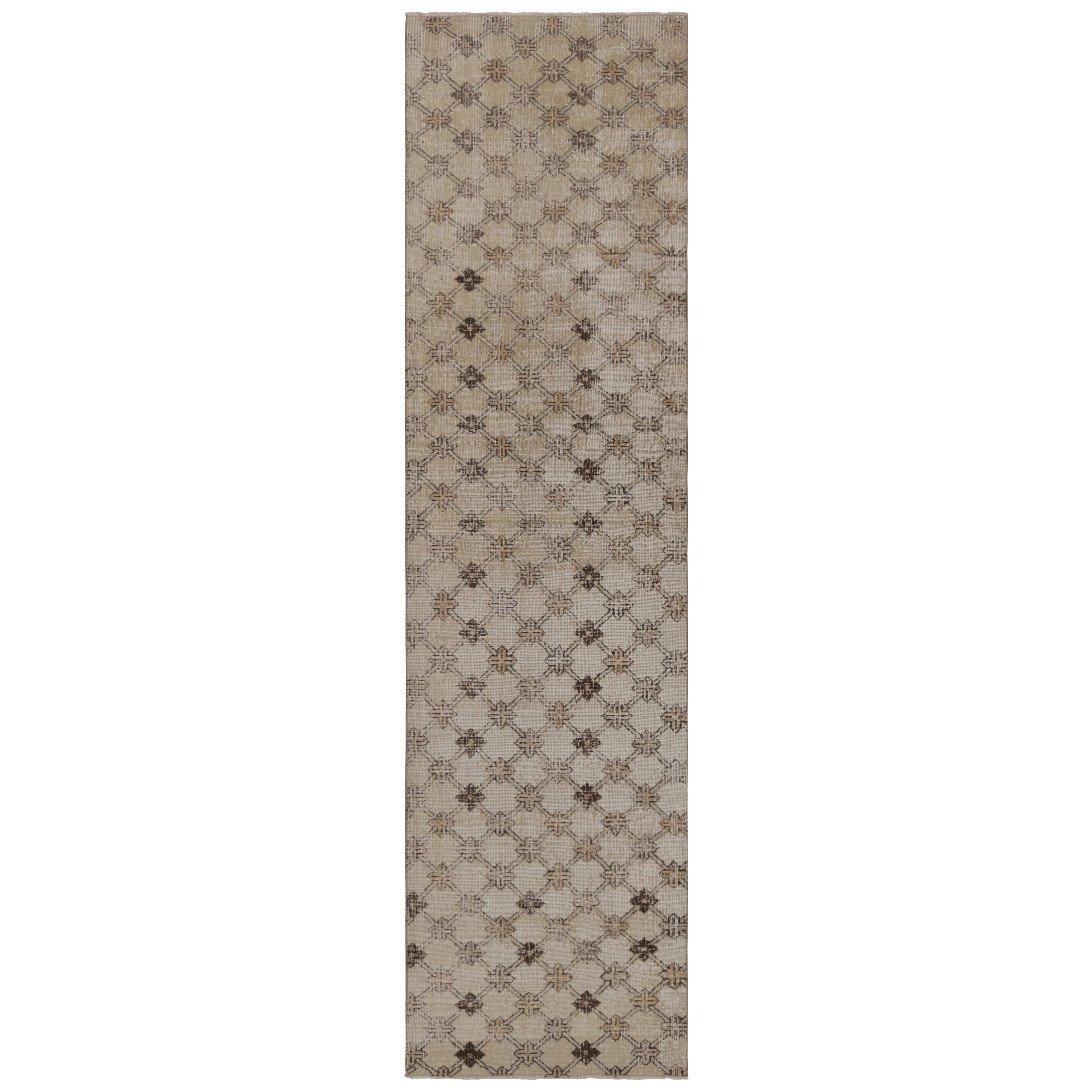 Vintage Distressed Läufer, Beige-Braun Geometrisch gemustert - Rug & Kilim