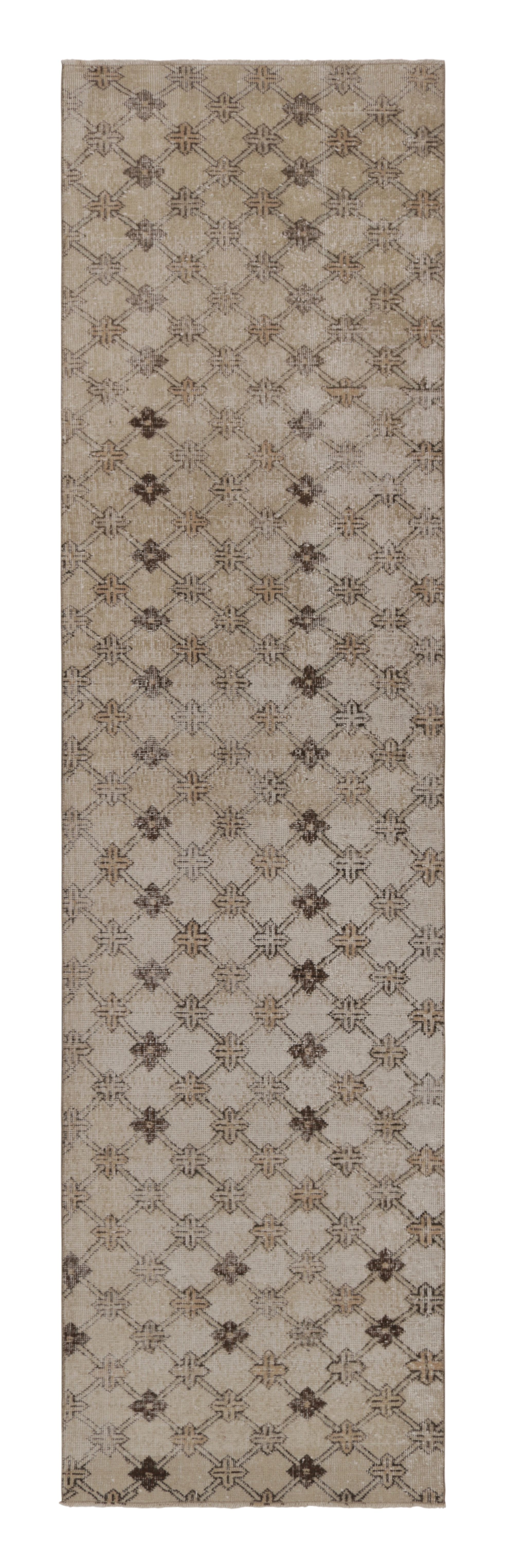 Tappeto vintage con motivo geometrico beige-marrone - Rug & Kilim