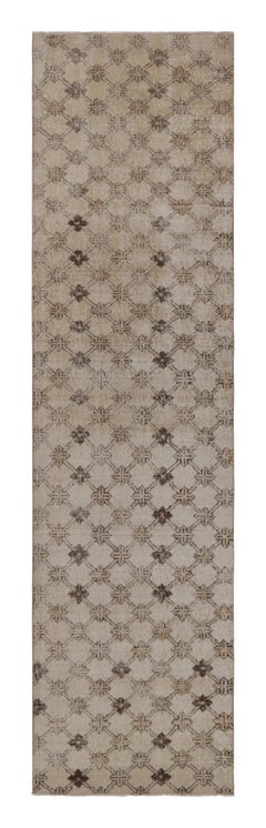 Tappeto vintage con motivo geometrico beige-marrone - Rug & Kilim