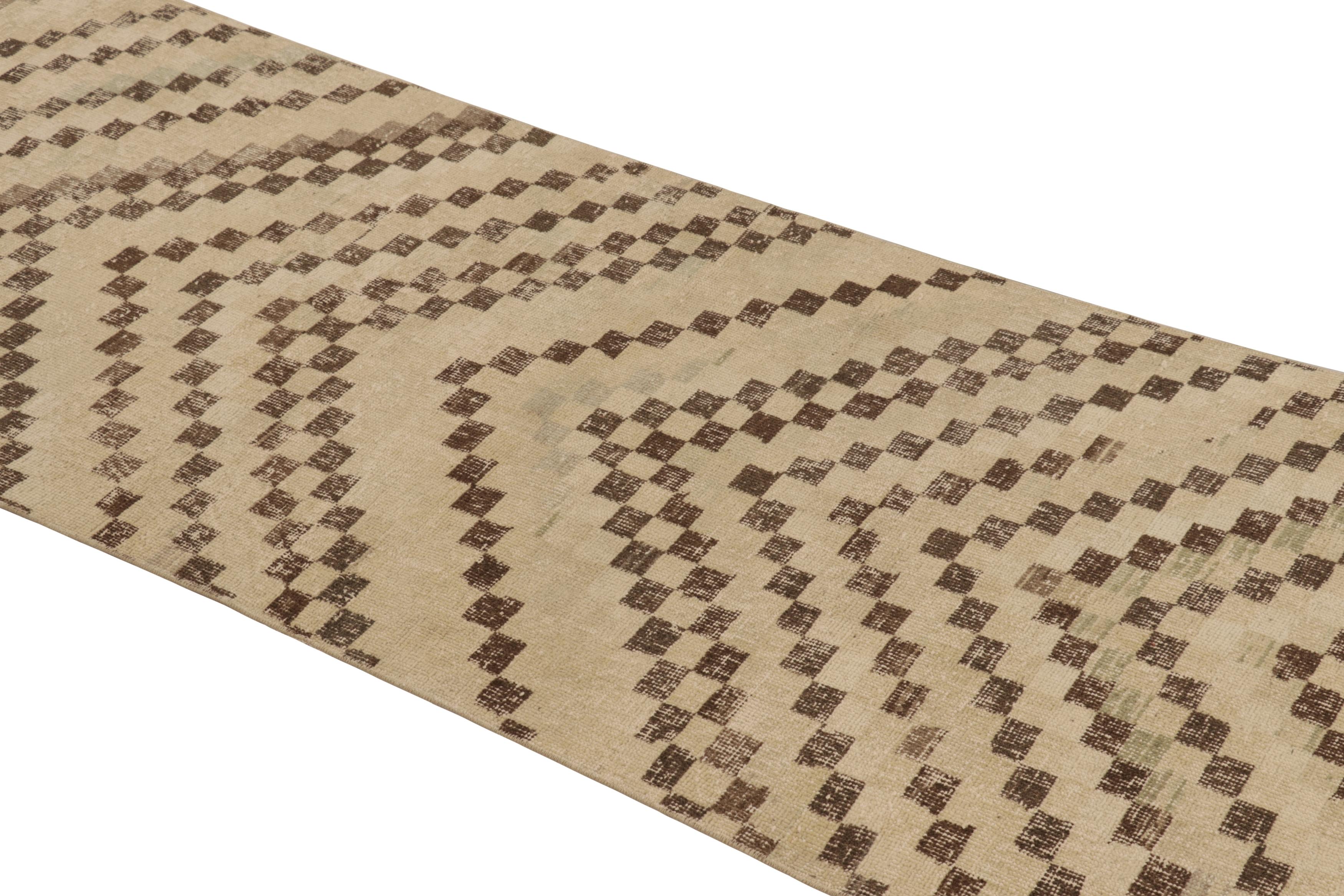 This vintage rug is a 3x9 Turkish distressed piece, made with hand-knotted wool circa mid-20th century. It is an exciting new addition to our collection of distressed Turkish rugs. 

On the Design:

Admirers of the craft will especially appreciate