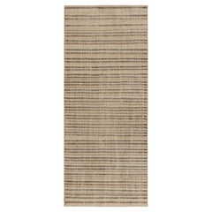 Vintage Distressed Runner Rug, Beige-Braun Geometrisches Streifendesign- Rug 
Kilim