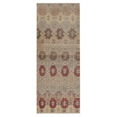 Vintage Distressed Runner Rug, Beige-Red and Blue Medallion Pattern - Rug & Kili
