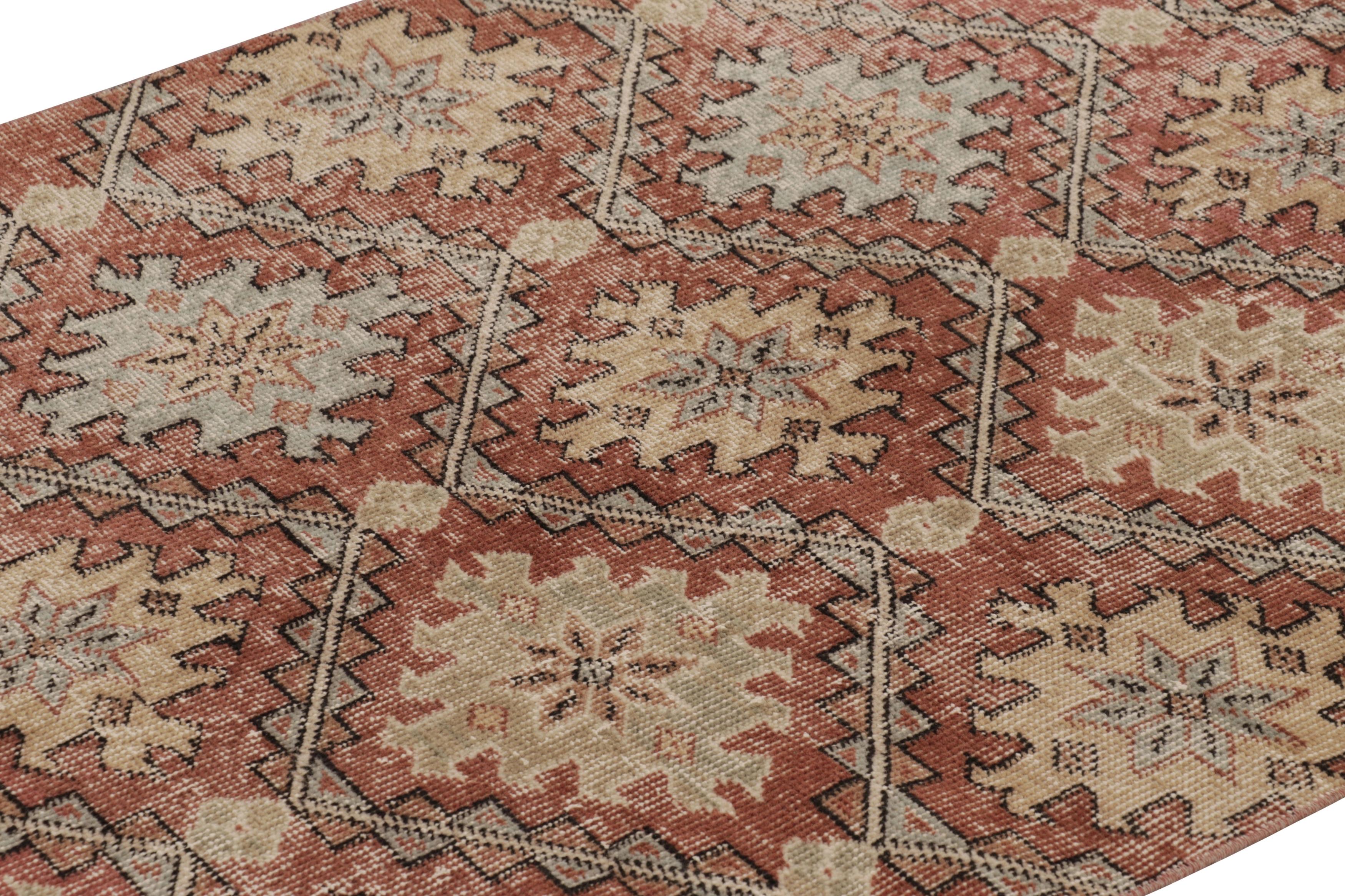 Tessuto a mano Tappeto vintage con motivo geometrico tribale, beige-ruggine - Rug & Kilim in vendita