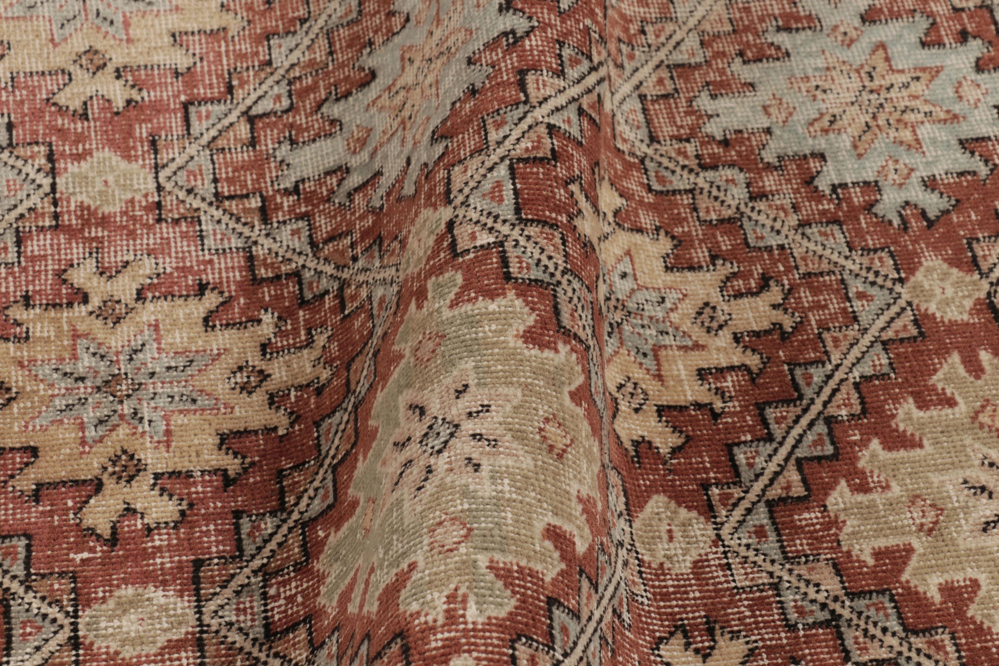 Metà XIX secolo Tappeto vintage con motivo geometrico tribale, beige-ruggine - Rug & Kilim in vendita