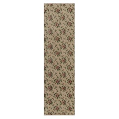 Vintage Distressed Läufer, Beige mit weichem roten Blumenmuster - Rug & Kilim