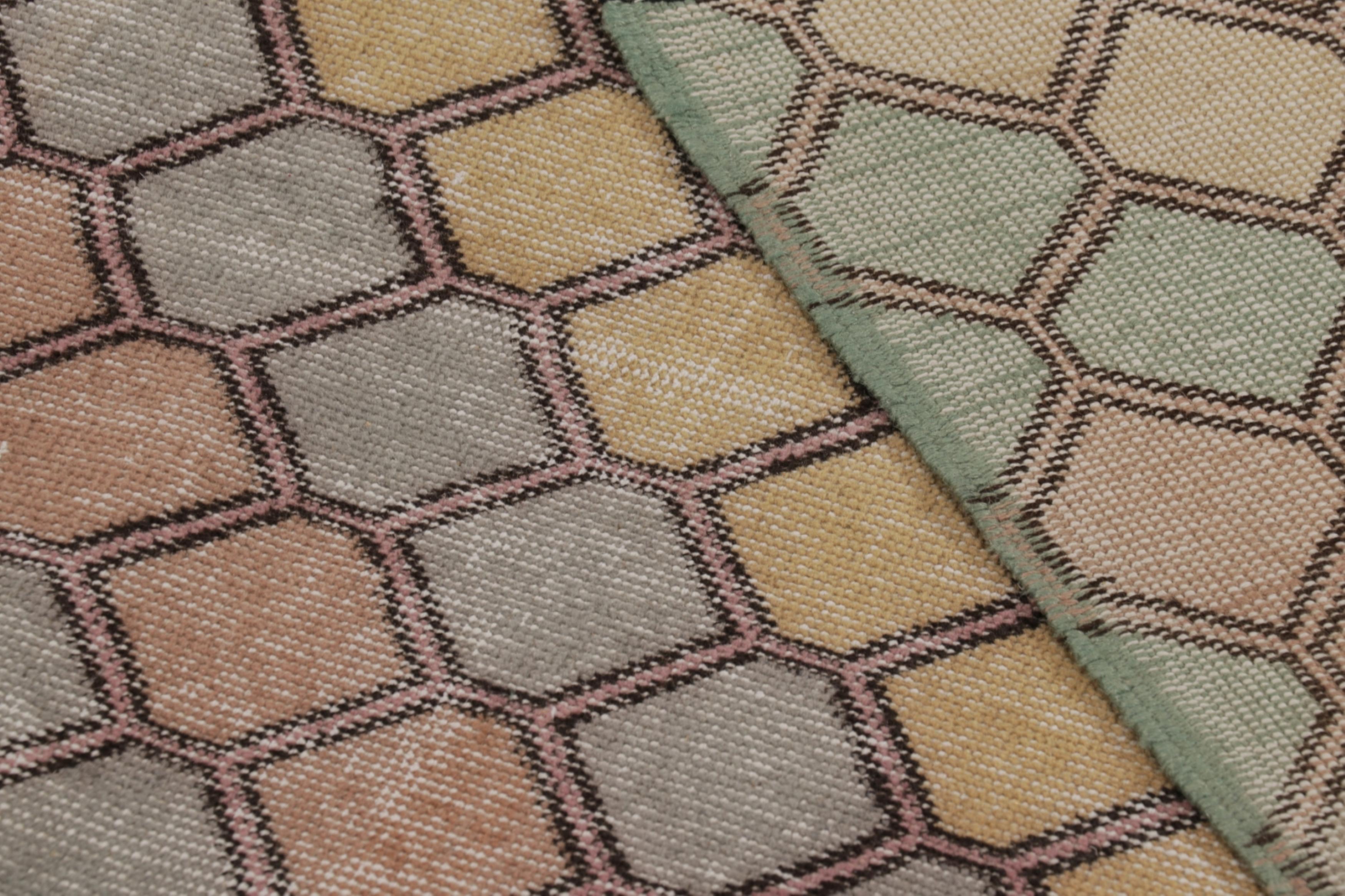 Vintage Distressed Läufer Teppich, buntes diagonales geometrisches Design - Rug & Kilim (Wolle) im Angebot
