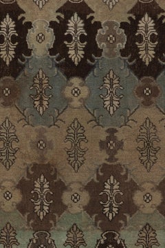 Vintage Distressed Runner Rug, Earthy Tones Geometric Floral Motifs  Rug & Kilim