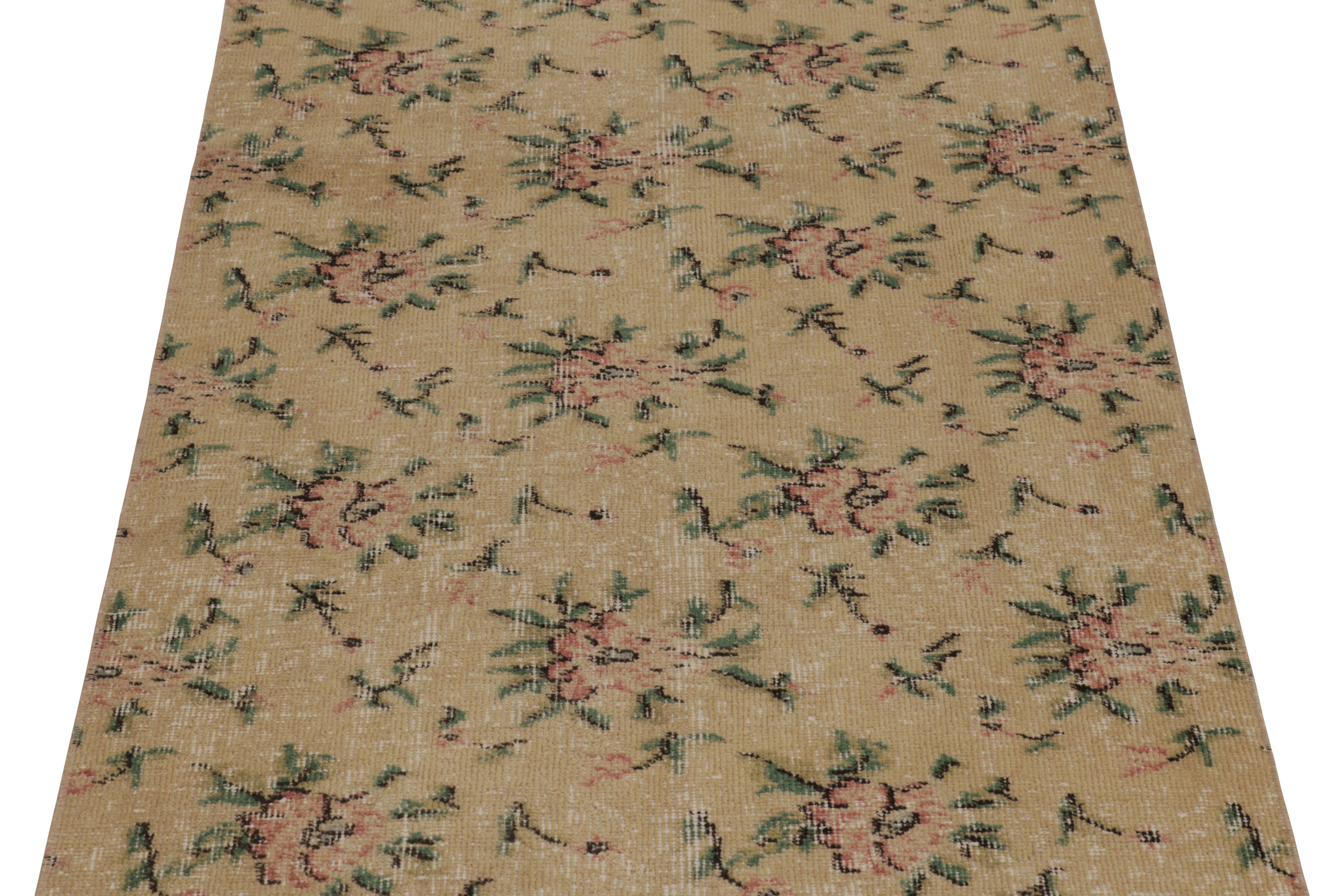 This vintage runner rug is a 3x8 Turkish distressed piece, made with hand-knotted wool circa mid-20th century. It is an exciting new addition to our collection of distressed Turkish runner rugs.

On the Design: 

Admirers of the craft will