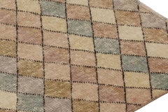 Vintage Distressed Runner Rug, Multicolor Diamond Geometric Pattern - Rug & Kili