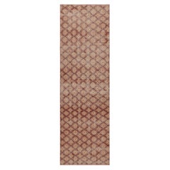 Vintage Distressed Läufer Teppich, gedämpfter Rost und Beige Blumenmuster