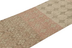 Vintage Distressed Runner Rug, Pink and Beige Geometric Patterns - Rug & Kilim