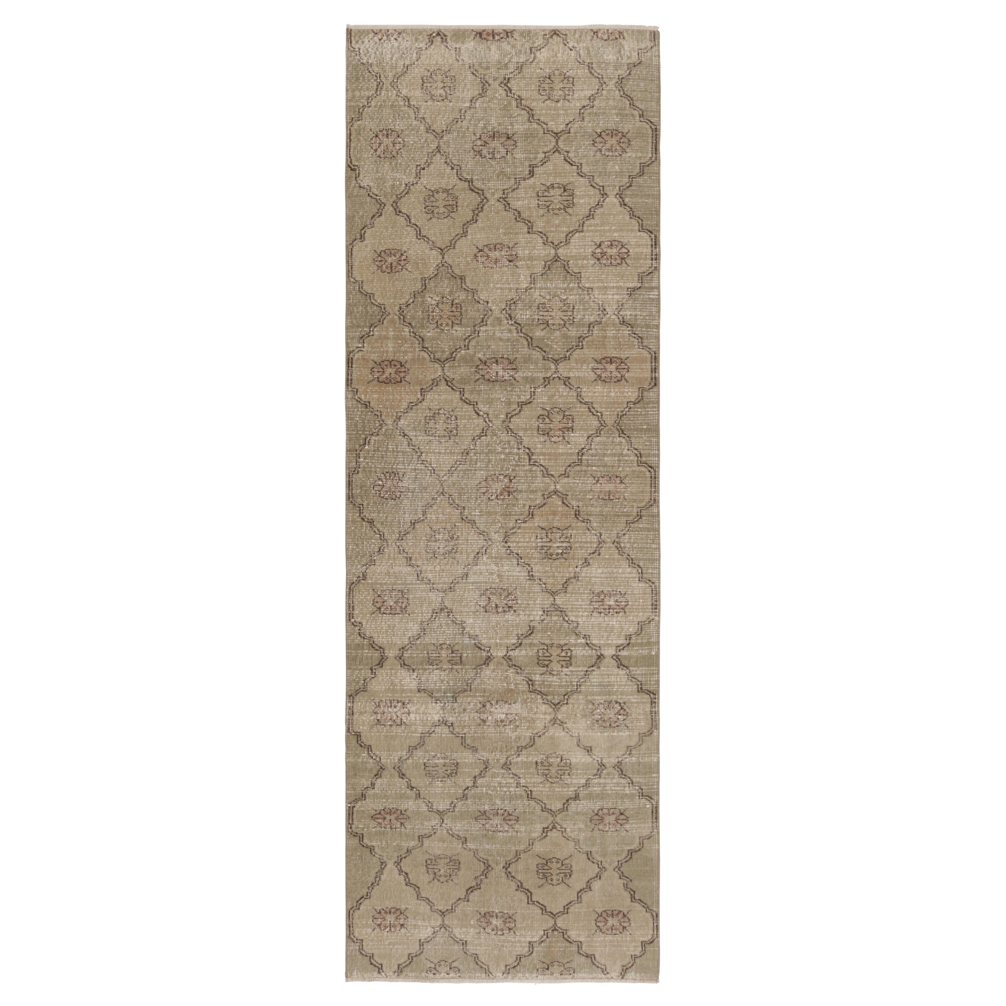 Tappeto vintage con motivi geometrici rosa e beige - Rug & Kilim