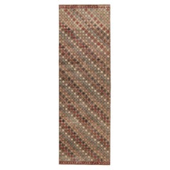 Vintage Distressed Runner Rug, Polychromatic Diamond Pattern - Rug & Kilim