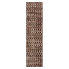 Vintage Distressed Runner Rug, Polychromatic Geometric Pattern - Rug & Kilim