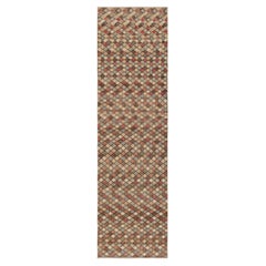 Vintage Distressed Runner Rug, Polychromatic Geometric Pattern - Rug & Kilim