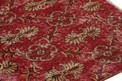 Vintage Distressed Runner Rug, Red-Gold Floral Vine Pattern – Rug & Kilim