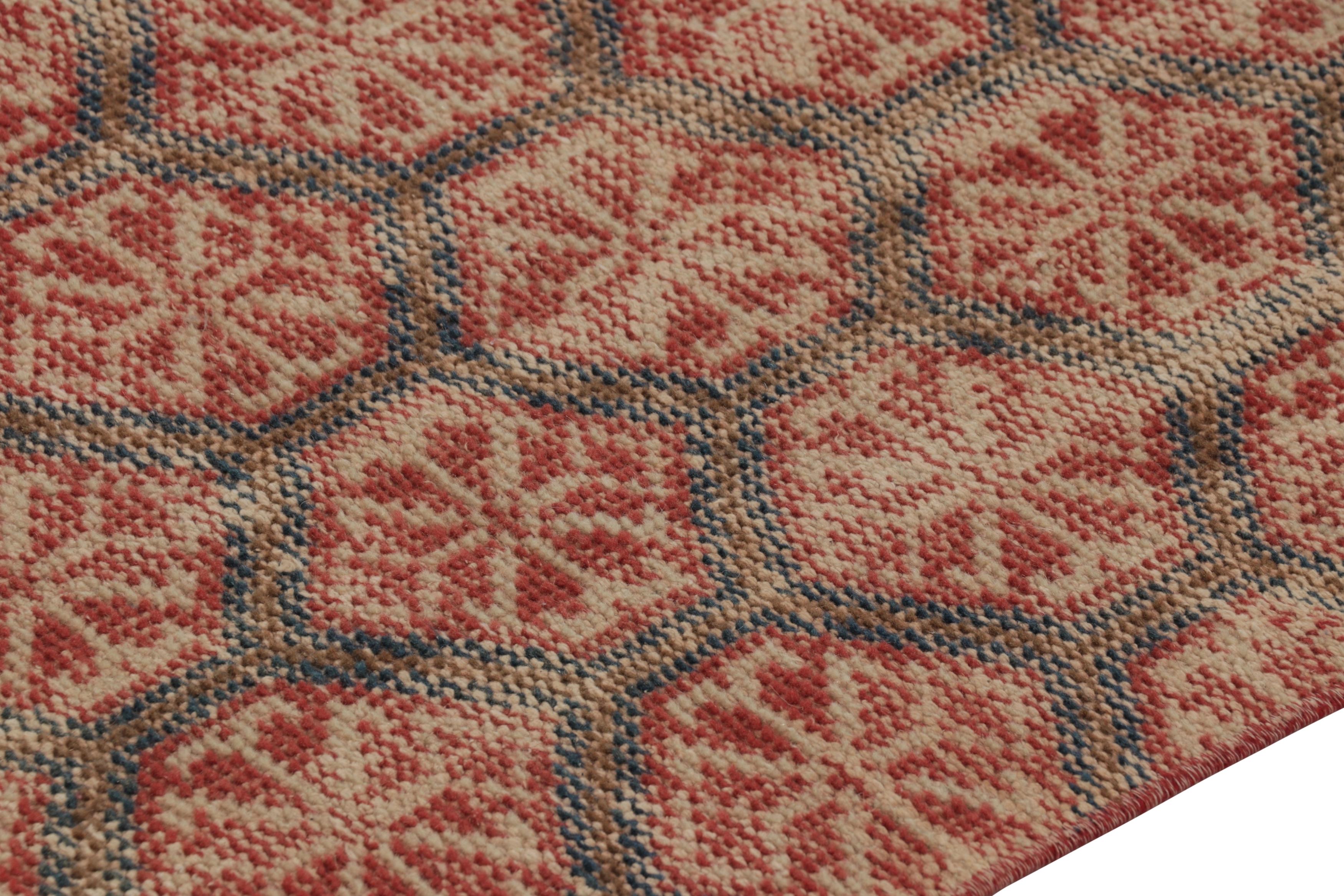 Vintage Distressed Läufer, rostblau Geometrisches Blumenmuster - Rug & Kilim (Türkisch) im Angebot