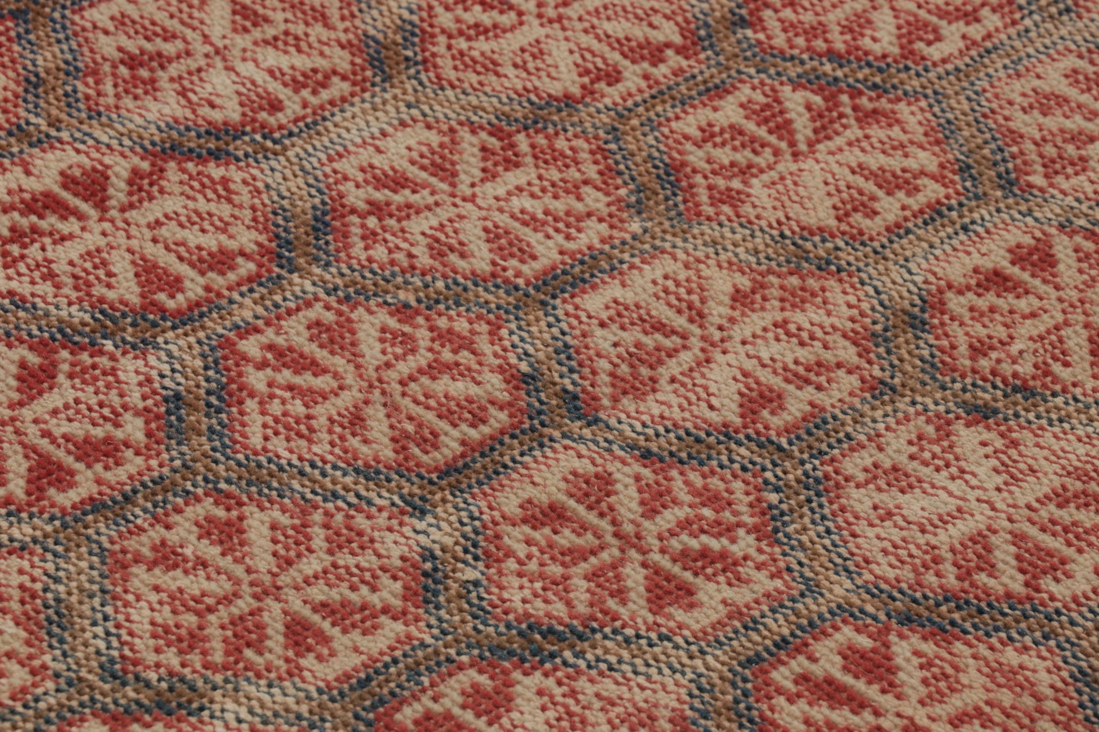 Vintage Distressed Läufer, rostblau Geometrisches Blumenmuster - Rug & Kilim im Zustand „Gut“ im Angebot in Long Island City, NY