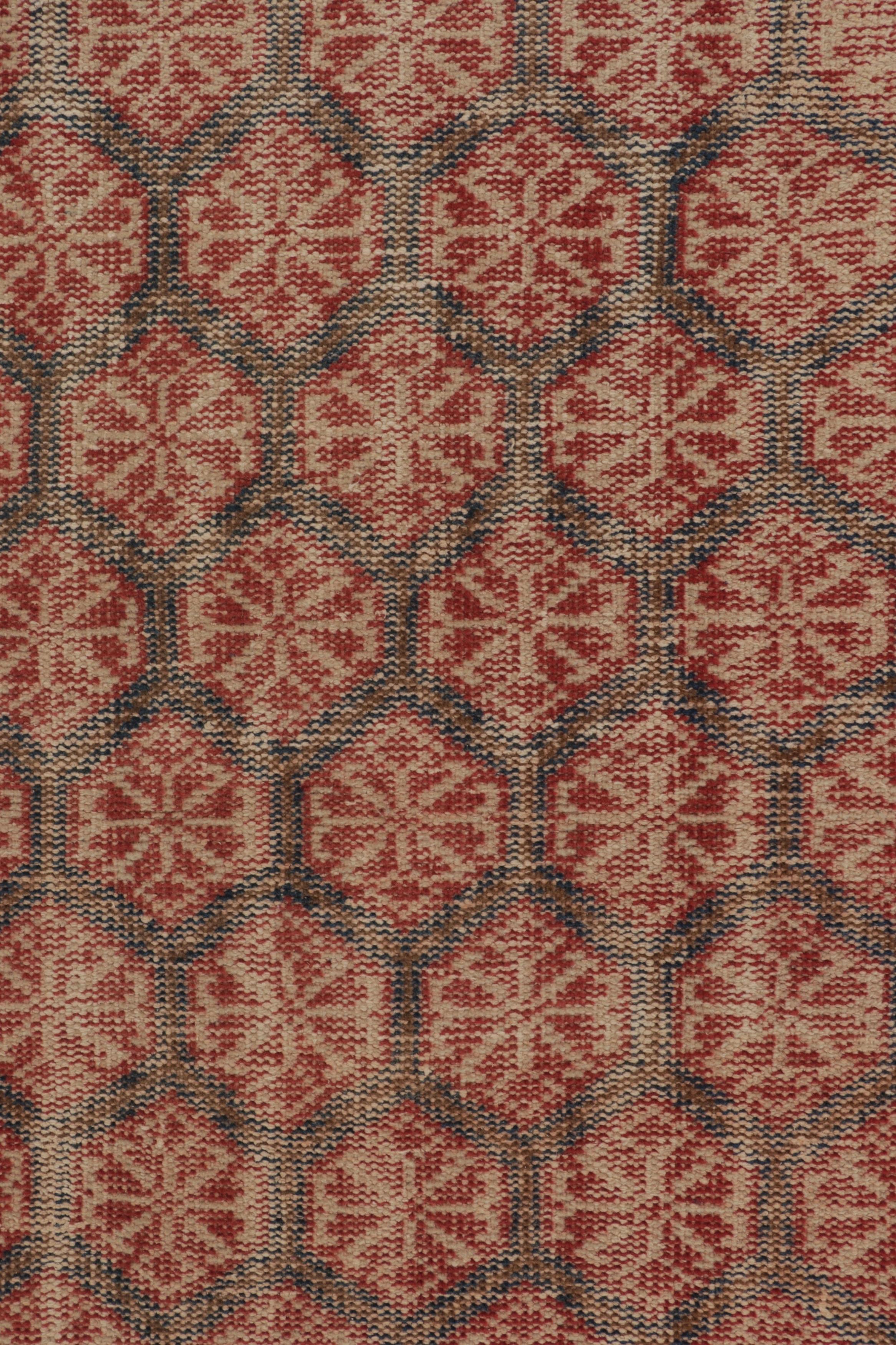 Vintage Distressed Läufer, rostblau Geometrisches Blumenmuster - Rug & Kilim (Mittleres 19. Jahrhundert) im Angebot