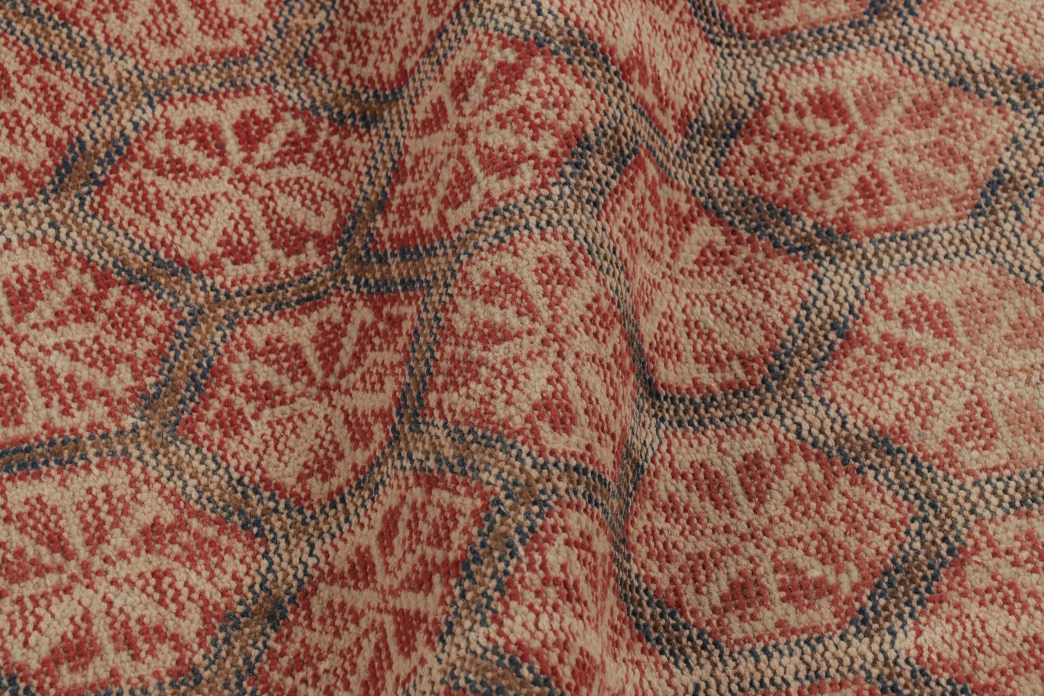 Vintage Distressed Läufer, rostblau Geometrisches Blumenmuster - Rug & Kilim (Wolle) im Angebot